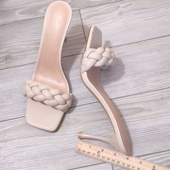 (14-3889) Ermonn Womens Square Open Toe Heeled Sandals Sz 9 - Picture 3 of 9